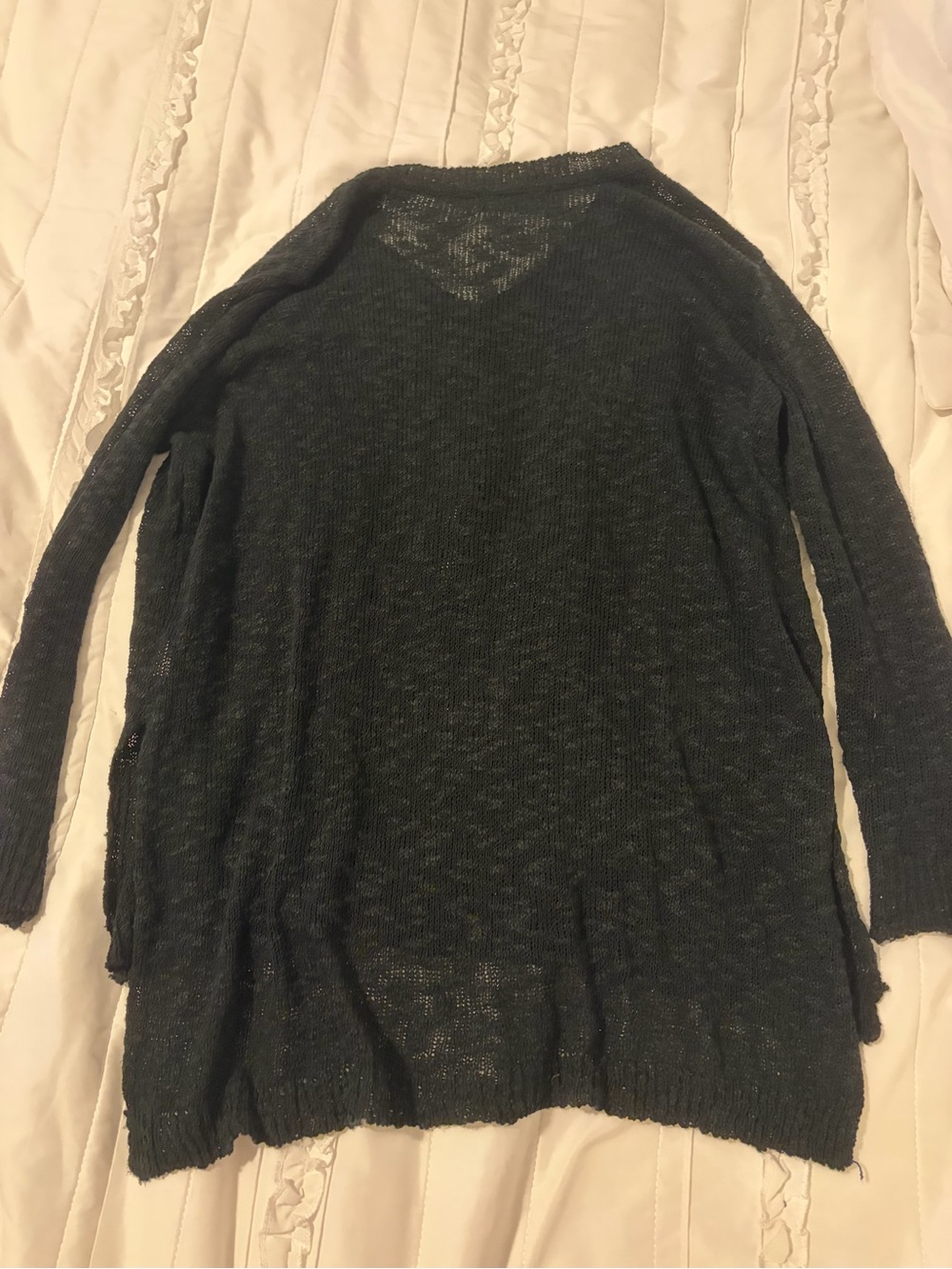 Beulah Black Lightweight V-Neck Sheer Knit Sweater - Picture 3 of 3